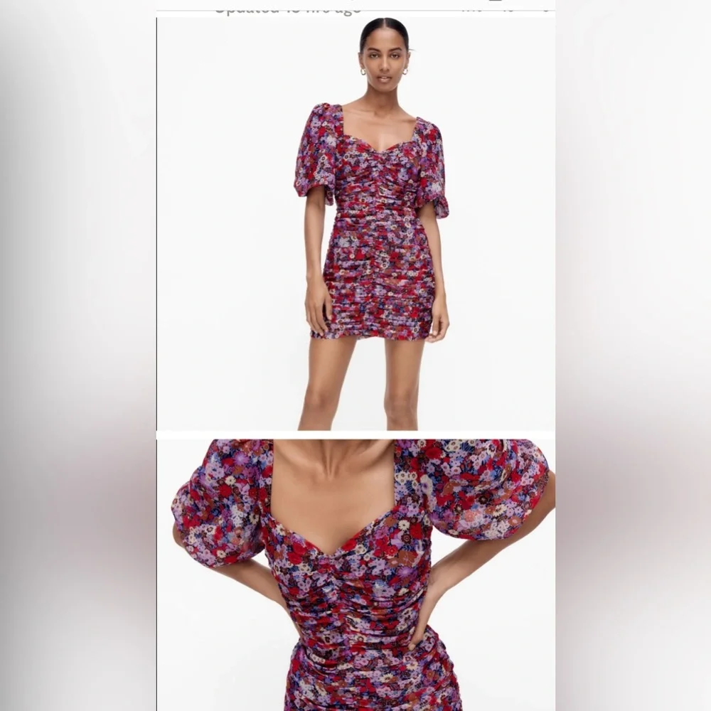 Zara Floral Printed Mini Dress with Draping size medium
